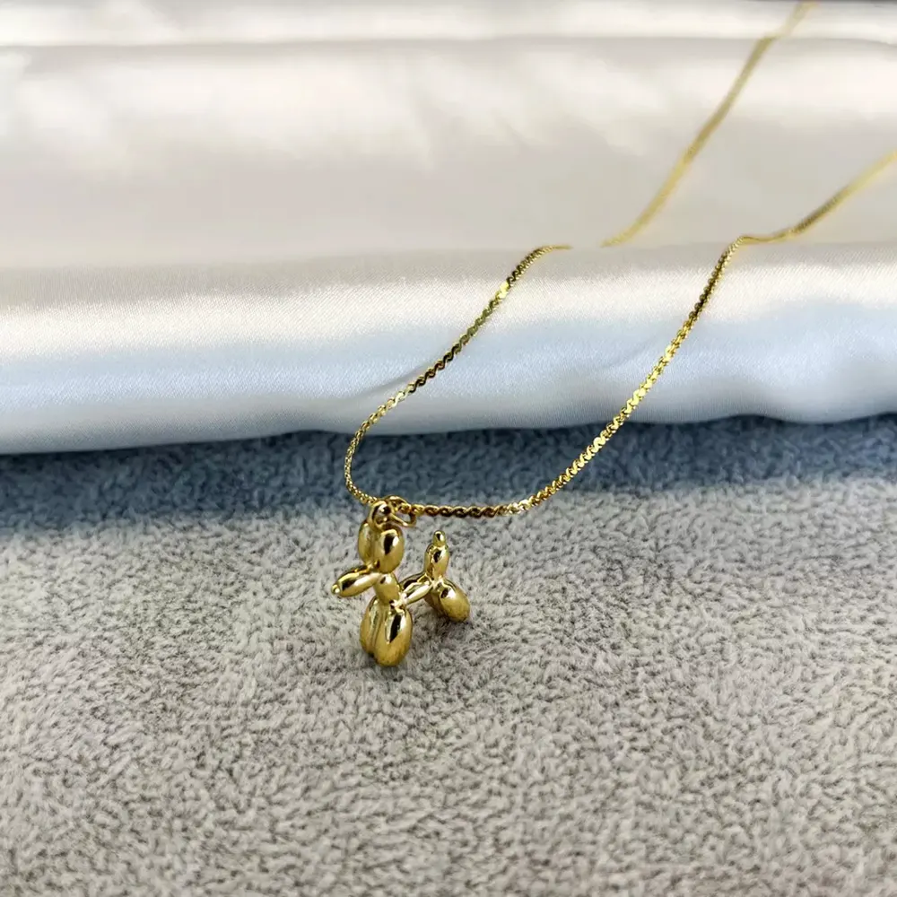 Trendy jewelry for pet dogs design 18k Gold Plated Balloon Dog Necklaces Jewelry personality gifts stainless steel