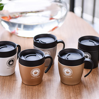 Remuer avec une cuillère tasse à café de petit-déjeuner de grande valeur tasse thermos en acier inoxydable avec poignée tasse de boisson à poignée de bureau portable