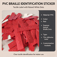 Autocollant d'identification en braille en PVC, étiquette tactile avec points blancs en relief, taille et disposition personnalisables pour la signalisation intérieure, modèle 011