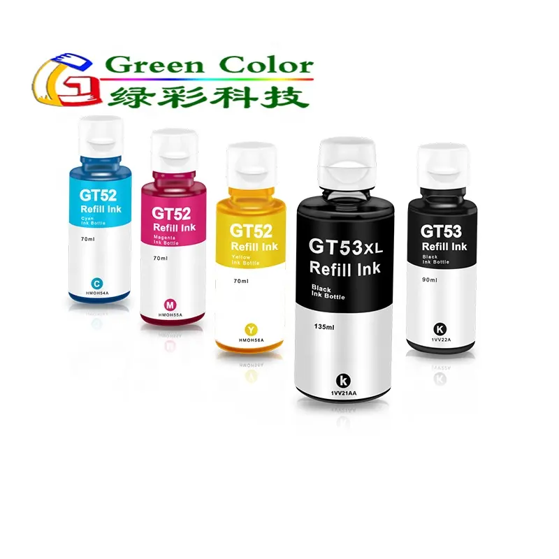 Greencolor Ink Supplier GT53XL GT53 GT52 Dye Ink for HP 310/410/319/419/318/418/5820/5810