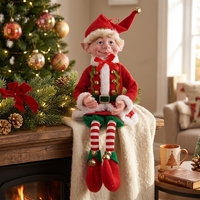 Petites mascottes elfes bordeaux, ornements de bureau, décorations personnalisées pour arbre de Noël