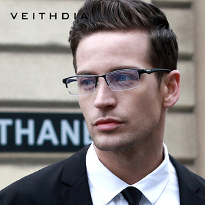 Veithdia Aluminum Magnesium TR90 Half Rim Eyeglasses <b>Frame</b> Square Men Anti Blue Light Protection 8777 - Product Image 3