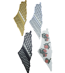 Cadeau original pour le Ramadan, artisanat en bois, aimant de réfrigérateur avec carte de Palestine et Kuffiyeh - Product Image 2