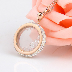 Collar con Colgante de Moda, 20MM, Oro Rosa, Diamantes de Imitación, Cadena Redonda Hueca para Clavícula, Regalo para Mujer, Uso Diario - Product Image 4