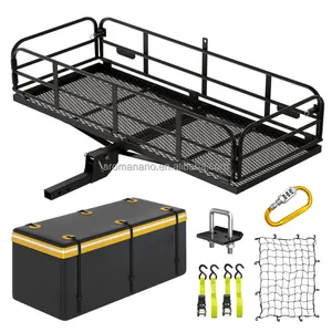 Folding Rear Luggage Rack Basket Stabilizer Waterproof Bag Net Ratchet Straps Lock 500 Lbs Heavy Duty Hitch Mount Cargo Carrier