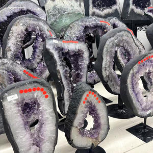 Vente en gros pendentif tranche géode améthyste naturelle pierres de guérison améthyste grappe géode cathédrale pour la décoration de la maison - Product Image 2