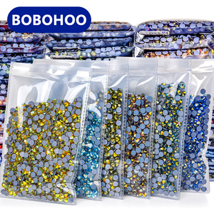 BOBOHOO 2088 Diamantes de imitación redondos con reverso plano 16 cortes Parte inferior de pegamento de vidrio de fijación en caliente disponible en colores <span class=keywords><strong>AB</strong></span> para bolsas de Arte de uñas Cadena de sujetador - Product Image 1