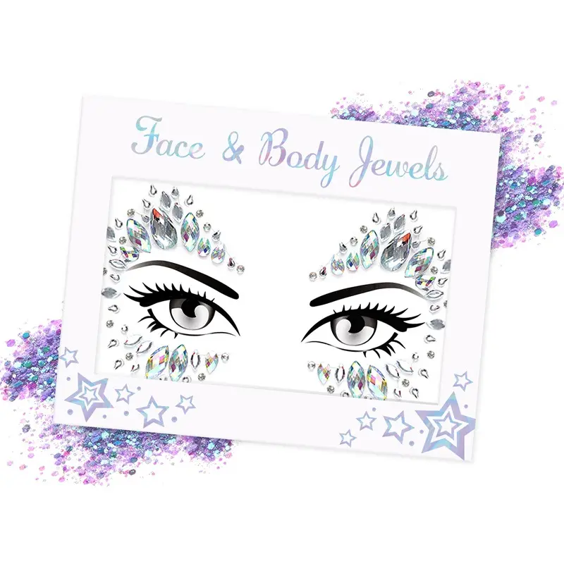 festival fancy decorative Body Sticker Jewelry Rhinestone Eye Sticker Adhesive Crystal Makeup Face Jewel