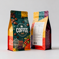 Sacs d'emballage pour café écologiques personnalisés avec fermeture à glissière thermoscellable, qualité alimentaire, fond plat, pour emballer les grains de café