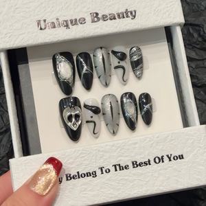 TSZS nouveauté 10 pièces Halloween presse sur les <span class=keywords><strong>ongles</strong></span> accepter personnalisé amande carré artificiel <span class=keywords><strong>faux</strong></span> <span class=keywords><strong>ongles</strong></span> pour les femmes bricolage <span class=keywords><strong>manucure</strong></span> - Product Image 6