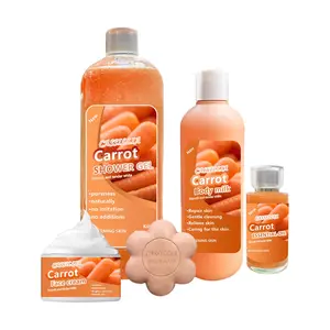 महिलाओं के लिए लक्ज़री ऑर्गेनिक प्राइवेट लेबल गाजर 1000 मिलीलीटर शावर जेल साबुन फ़िज़ी बाथ बम प्राकृतिक शारीरिक त्वचा देखभाल स्नान उपहार सेट