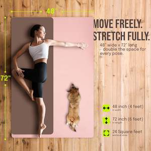 Grand tapis de yoga et de pilates 6'x4' en TPE de 3 mm d'épaisseur, durable, pliable, avec sangle de transport pour entraînement à domicile - Product Image 5