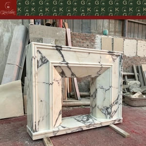 Cheminée en marbre sculpté orné GOLDKING, fabrication directe usine, blanc avec veines gris clair, motif floral, personnalisable OEM pour maison de luxe - Product Image 5