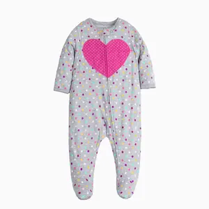 Spring and autumn new baby clothes cotton zipper long-sleeved jumpsuit with feet 0-12 months baby romper