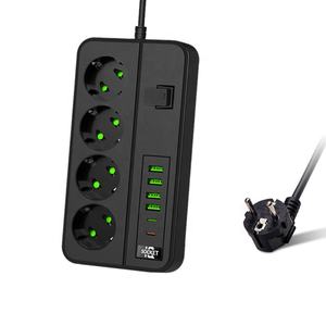 سعر المصنع الأوروبي ، منافذ 4AC مع مقبس كهربائي ومنافذ شحن ، شريط طاقة بسلك تمديد عالي الجودة - Product Image 1