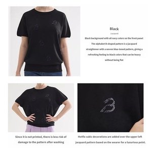 Camiseta de Punto Elegante de Manga Corta Inthek Semplice SS de Corea, Tejido de Rayón/Nailon, 3 Colores, Ropa de Verano - Product Image 5