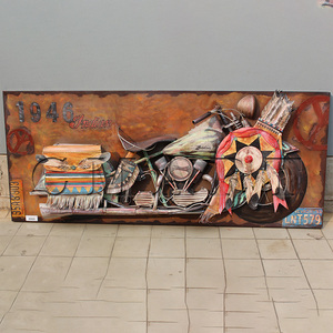 Decoración Steampunk Retro para Bares, Restaurantes y Hoteles, Pintura Mural 3D Colgante, Motocicleta <span class=keywords><strong>Harley</strong></span>, Estatua de Spider-Man, Avión - Product Image 4