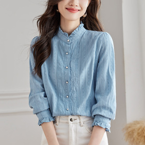 <span class=keywords><strong>Camicia</strong></span> da donna giapponese con colletto a risvolto piccolo e maniche lunghe bianche, nuova collezione autunnale, stile giovanile - Product Image 1
