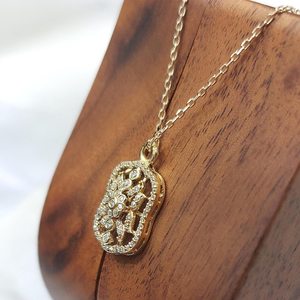 Collier pendentif fleur en diamant, collier diamant halo style vintage, pendentif floral en diamant or jaune 14 carats, cadeau pour elle - Product Image 3