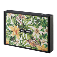 Boîte en papier personnalisée avec imprimé floral papillon et bordure noire, écologique, recyclable, pliable, en carton ondulé, pour emballage cadeau et expédition