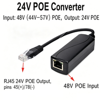 Convertisseur PoE PLUS RJ 100-240VAC vers 24V 1A à sortie unique IEEE802.3at 10/100Mbps