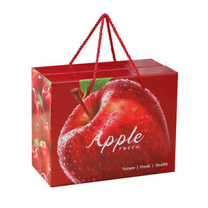 Scatola Regalo Portatile in Carta Laminata Colorata Red Fuji per <span class=keywords><strong>Aksu</strong></span>, Scatola Vuota per Frutta Festiva, Vendita all'Ingrosso - Product Image 1