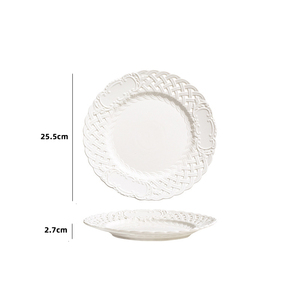 Rétro En Relief Évider <span class=keywords><strong>Bambou</strong></span> Motif <span class=keywords><strong>Assiettes</strong></span> En Céramique Ensemble Dîner Salade Plateau De Service Plats pour Nordic Ménage Restaurant - Product Image 3