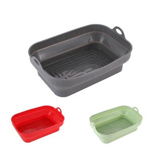 홍유 일회용 접이식 식품 등급 실리콘 에어프라이어 냄비 & 베이킹 팬 오븐용 2.5mm 두께 신형 직사각형 - Product Image 5