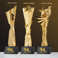 Trophées en résine avec base en verre, logo personnalisé gravé au laser, trophées durables pour événements et promotions