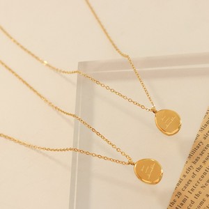 Collar de Acero Inoxidable Estilo <span class=keywords><strong>Palacio</strong></span> Vintage de Moda, Colgante Ovalado con Letra, Joyerí<span class=keywords><strong>a</strong></span> Chapada en Oro de 18k, Collar de Acero de Titanio - Product Image 3
