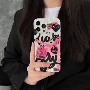 Pour <span class=keywords><strong>iphone</strong></span> 15 14 13 12 <span class=keywords><strong>11</strong></span> Pro Max XR XSmax X XS 7p 8plus Creative TPU Doux et Épicé Chaîne <span class=keywords><strong>Rose</strong></span> Graffiti étui de téléphone portable - Product Image 2