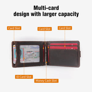 विंटेज पागल घोड़ा चमड़े की बाइफोल्ड पुरुषों के बटुआ धातु मनी क्लिप स्लिम व्यवसाय आईडी क्रेडिट कार्ड धारक पर्स - Product Image 2