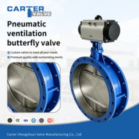 Compuerta de ventilación neumática de mariposa de hierro fundido WCB 304 con brida tipo wafer y actuador de aire modulante para HVAC, aire y polvo, PN6 ANSI150
