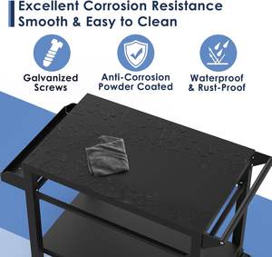 Four à pizza mobile en acier au carbone à deux étagères Table <span class=keywords><strong>Grill</strong></span> Chariot à manger Multi-Food <span class=keywords><strong>Prep</strong></span> Chariot de jardin extérieur - Product Image 2