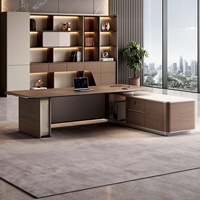Bureau de direction en bois en forme de L, électrique et automatique Omnispace, réglable en hauteur, design moderne et minimaliste, double usage