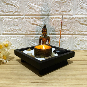 Shunxu personalizado Zen jardín escritorio estatua de <span class=keywords><strong>Buda</strong></span> portavelas - Product Image 2
