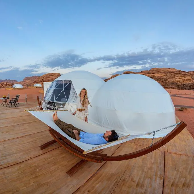 Hôtel de luxe maison désert tente 6m géodésique de PVC glamping dôme tente