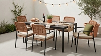Chaise de salle à manger d'extérieur empilable en rotin PE résistant aux intempéries avec coussin, fauteuil en métal aluminium, mobilier de maison moderne