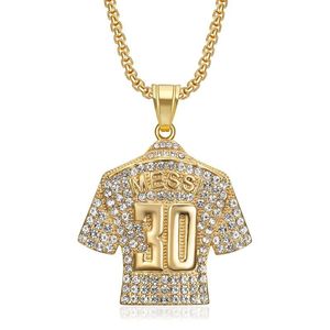 Collier pendentif maillot de football Messi plaqué or, incrusté de diamants, numéro 30, unisexe, pour usage quotidien - Product Image 1