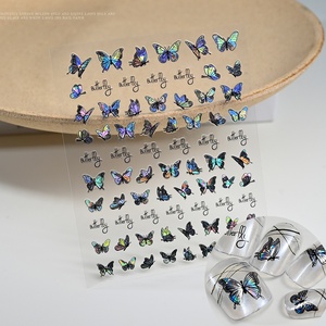 Nouveau 3D Ins Style Aurora Butterfly Français Manucure Autocollants Extrêmement Mince En Plastique Laser Hot Art Nail Stickers avec Support - Product Image 2