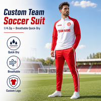 Ensemble de survêtement de football personnalisé à manches longues avec fermeture éclair quart de tour, blanc et rouge, uniforme d'équipe sublimé, OEM ODM, faible MOQ