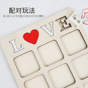 Tic-tac-toe mesas de madera juegos familiares juguete <span class=keywords><strong>para</strong></span> <span class=keywords><strong>jugar</strong></span> y un juego clásico decoración del hogar juguete educativo juego de mesa de sala de estar con amor - Product Image 4