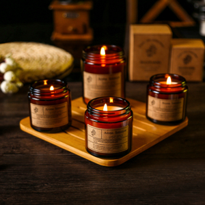 Pot en verre brun bougie parfumée cire de soja huile essentielle décoration de bougie aromatique de luxe dans une boîte en papier kraft <span class=keywords><strong>jaune</strong></span> - Product Image 2