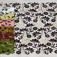 Tissu en dentelle française bicolore du Moyen-Orient avec sequins et broderies perlées pour jupes et robes féminines