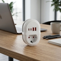 Prise murale OEM 16A EU Schuko avec prise murale, matériau PC ignifuge, 2 ports USB A et 2 ports USB C