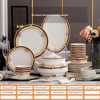 Service de table de luxe en porcelaine fine avec bordure dorée, vaisselle haut de gamme avec coffret cadeau pour la restauration fine à domicile et les cadeaux de mariage
