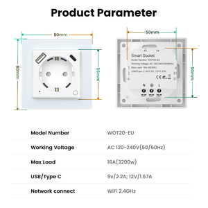 Prise murale intelligente AVATTO WOT20-EU 20W PD USB-C Charge rapide WiFi 2.4G Surveillance de la consommation d'énergie Protection contre les surcharges Installation flexible - Product Image 6
