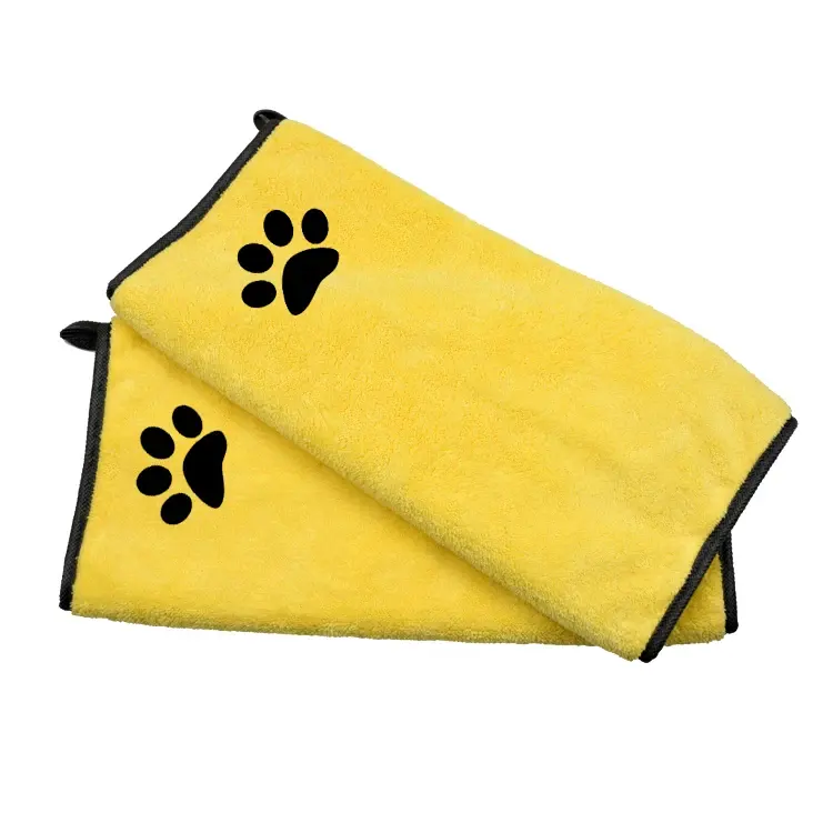 Toalha de banho para cães pequenos, médios e grandes, logotipo personalizado, venda de fábrica, toalha de banho de microfibra para cães e gatos, rosa e amarela, ideal para animais de estimação