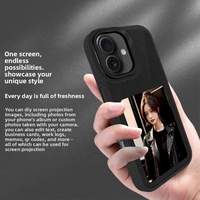Coque de téléphone portable DIY 2-en-1 avec écran E-Ink NFC pour la mise en miroir d'écran, support anneau et texture cuir, protection antichute en TPU