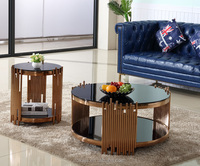 Achetez Table Basse de Luxe Moderne à Prix Équitable pour Villa et Bureau, Table à Café Ronde en Verre, Ensemble de Tables d'Appoint de Designer Italien